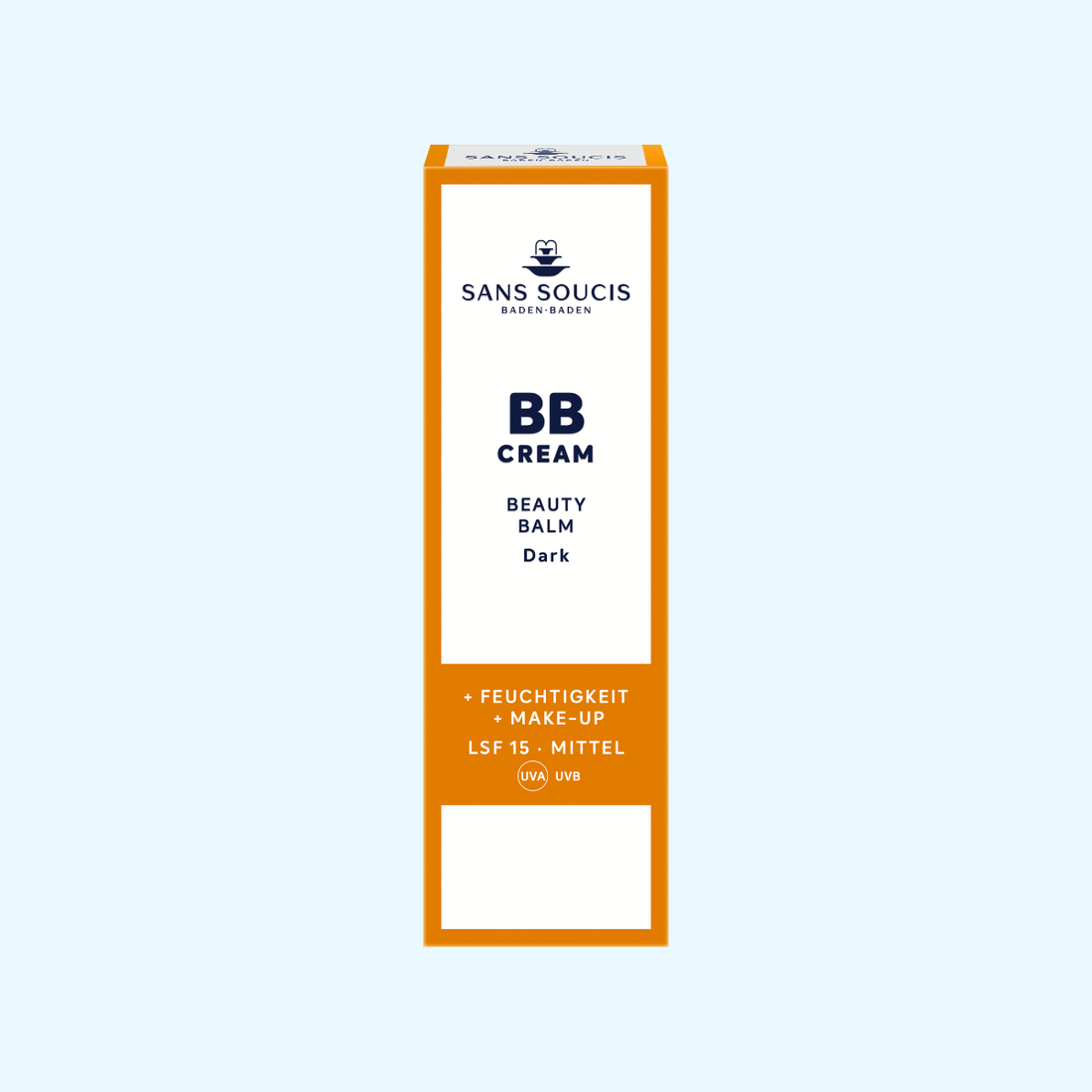 Abbildung der BB Cream Light Faltschachtel mit orangen Akzenten