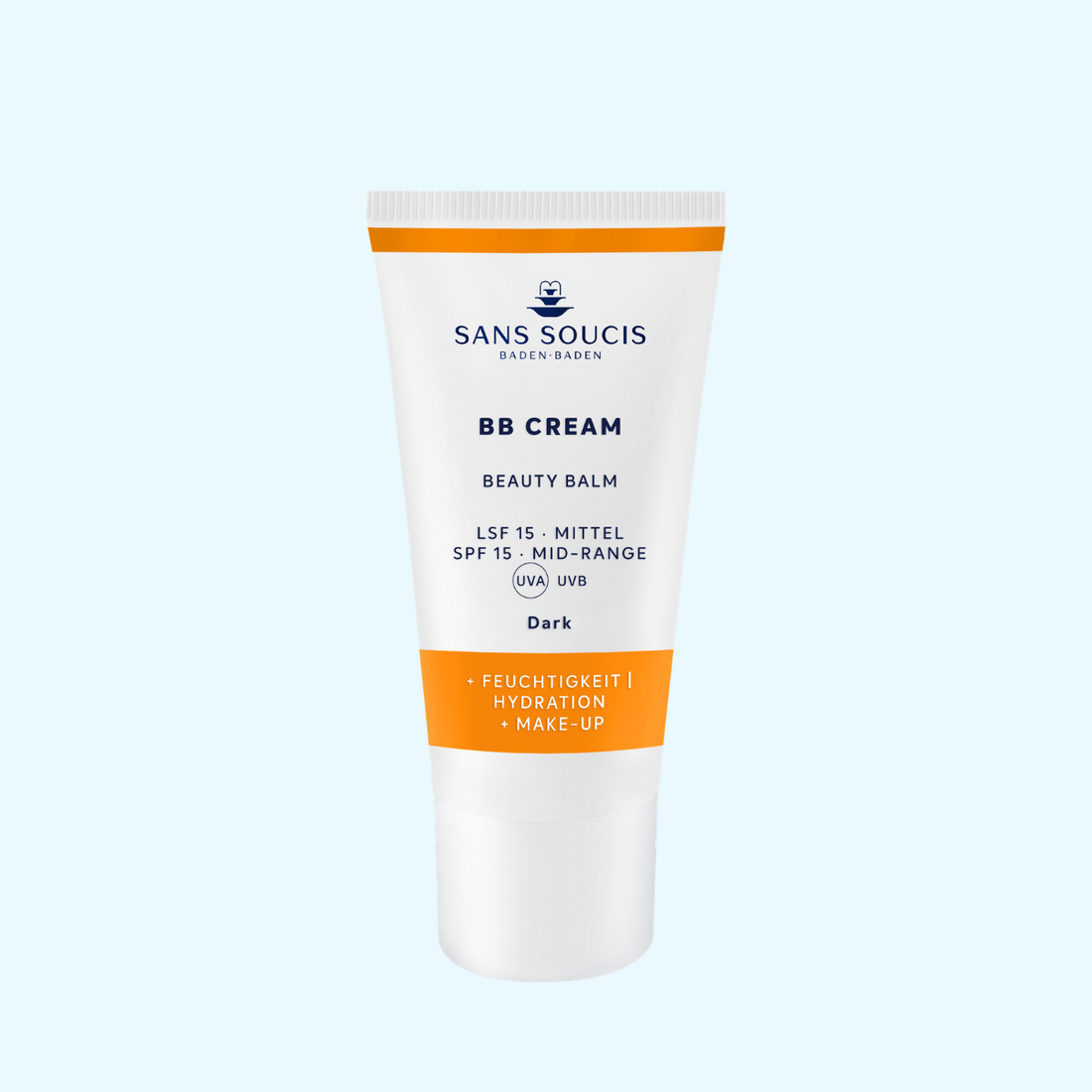 Abbildung der BB Cream Dark Tube mit orangen Akzenten