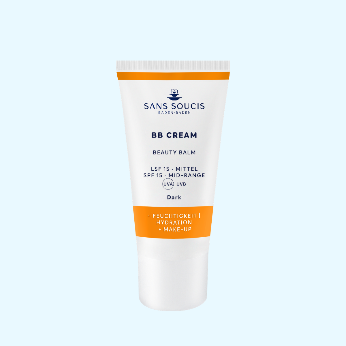 Abbildung der BB Cream Dark Tube mit orangen Akzenten