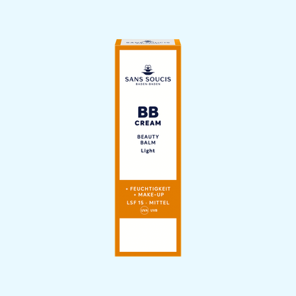 Abbildung der BB Cream Light Faltschachtel mit orangen Akzenten