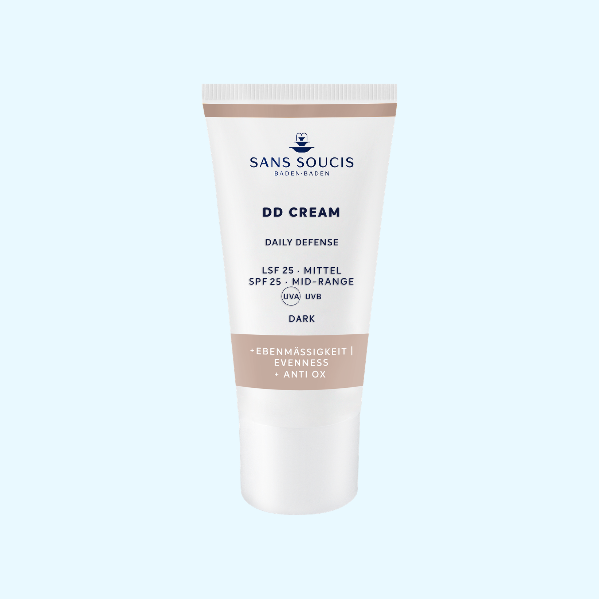 Abbildung der DD Cream Dark Tube mit beigen Akzenten